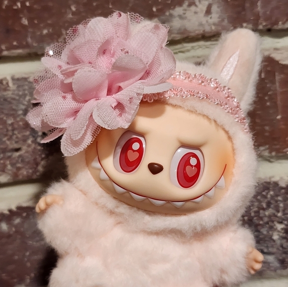 Labubu Pink Flower Lace Headband - Picture 1 of 5